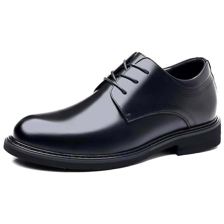 JIETEGONGYANG Cow Split Leather Hidden Wedge Dress Shoes Men's Black