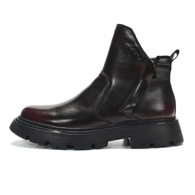 KAIMALONG KAIMALONG Cow Split Leather Ankle Boots Men's Burgundy