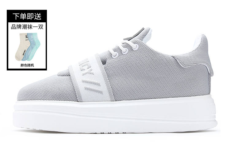 NORVINCY Fabric Low top Stylish Skateboarding Shoes Unisex Gray White
