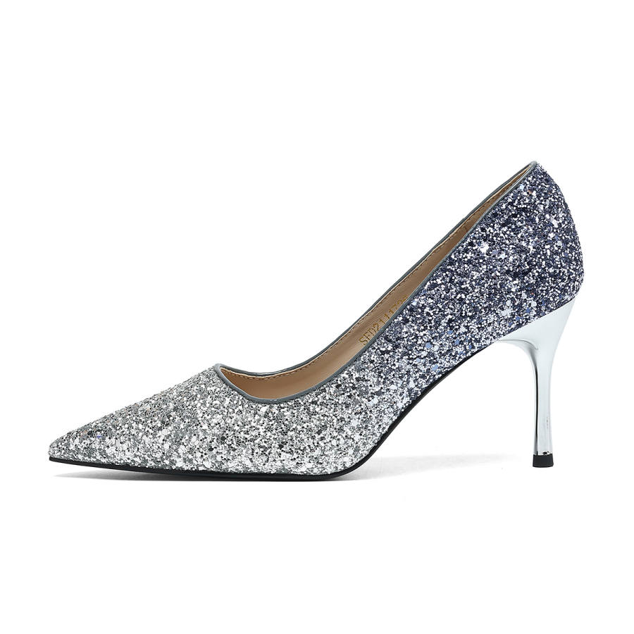 Safiya Slim Heel High Heels Women's Silver Blue Gradient