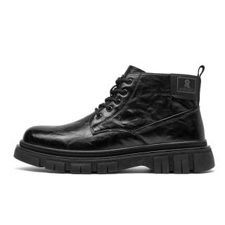 Montagut Cow Split Leather British Style Ankle Boots Men's Black