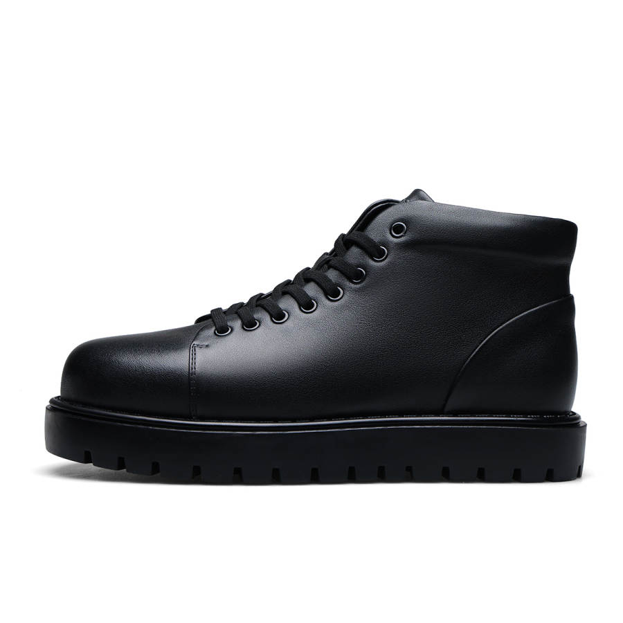 D:FUSE SCANDINAVIA D FUSE SCANDINAVIA Cow Leather Comfortable, Vintage Fleece Lined Ankle Boots Men's Black
