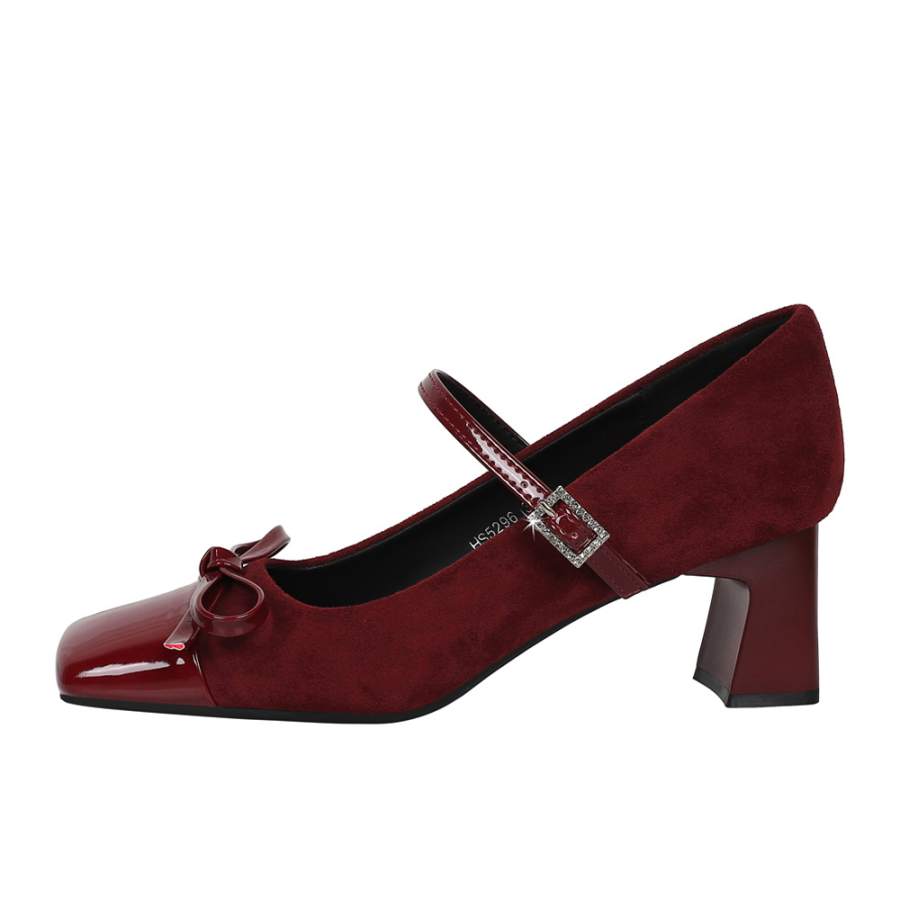 QITUMAUL Suede Mary Jane Shoes Women's