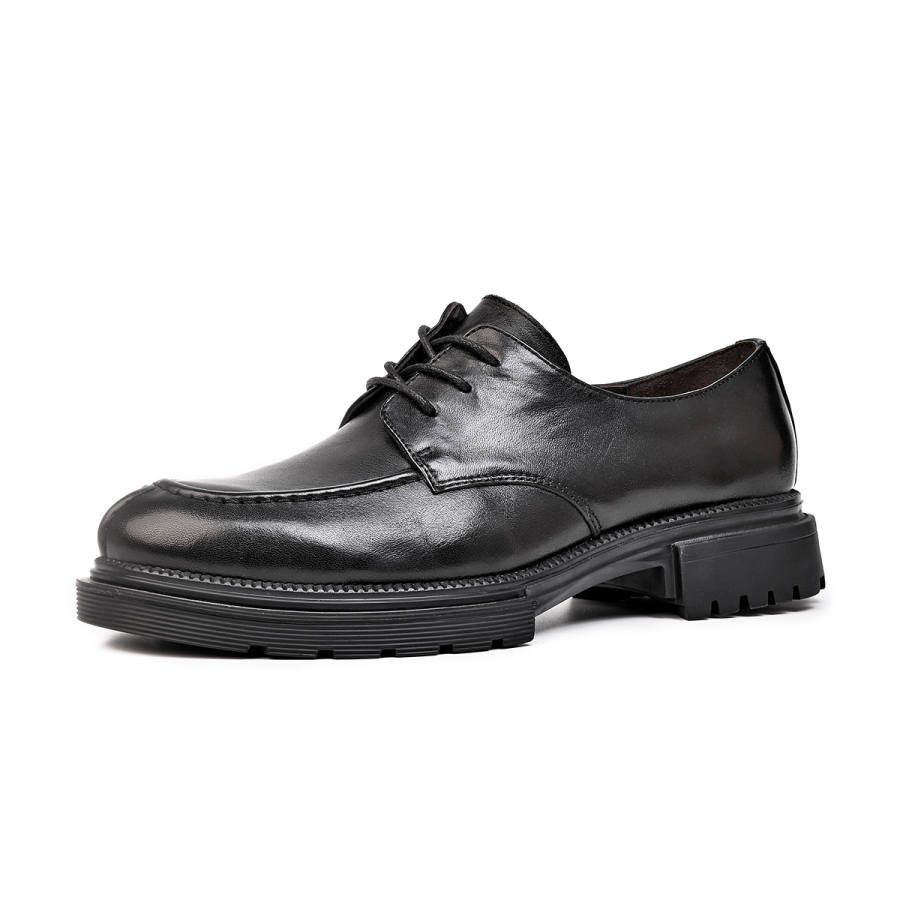 Brounvanm Top Grain Cow Leather Casual Shoes Men's Black