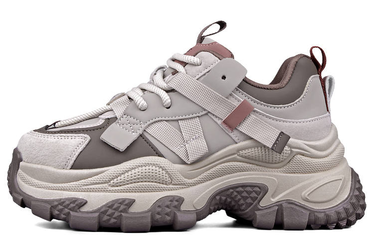 JIANGBANG Microfiber Leather Cushioning Breathable Height Increasing Low top Chunky Sneakers 6CM Women's