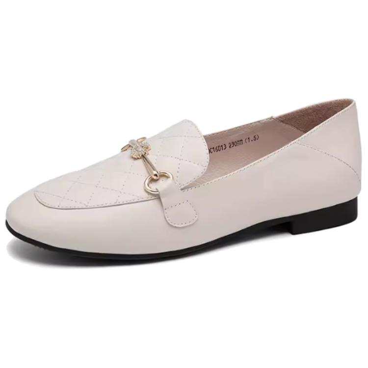 Satchi Cow Leather Loafers 1.8cm Women's Ecru