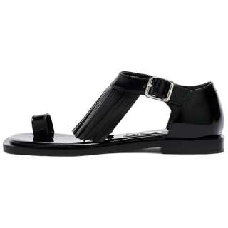 CINDY C ERIC Cow Leather One Strap Sandals 1.5cm Women's Black