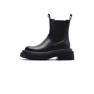 V ZERO FIVE Microfiber Leather Crew Chelsea Boots Men's Black
