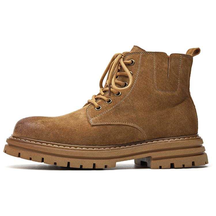 JIETEGONGYANG Top Grain Pig Leather Short Combat Boots Men's