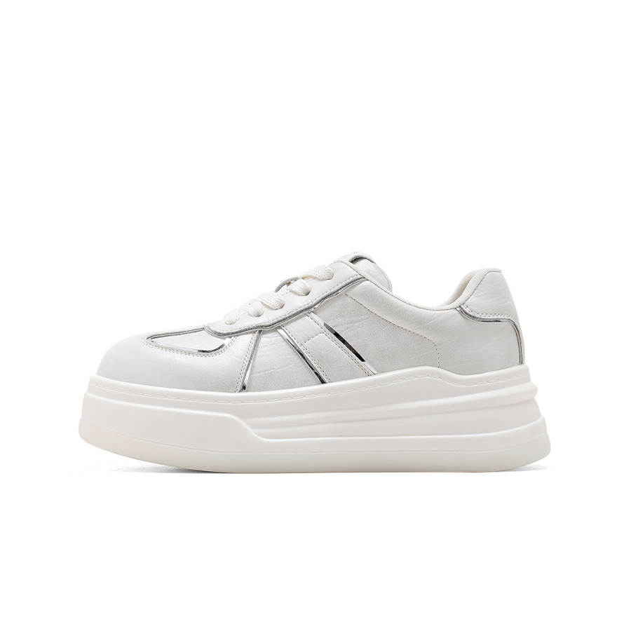 C°BANNER Synthetic Leather Abrasion Resistant Low top Skateboard Shoes Women's Ecru