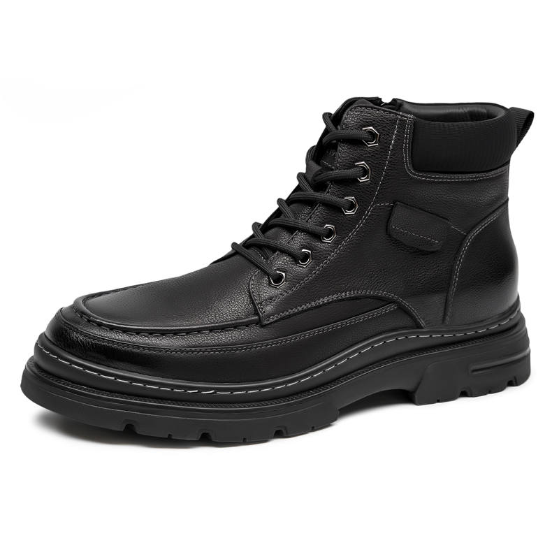 GOG Top Grain Cow Leather Short Fleece Lined Thermal Combat Boots Men's