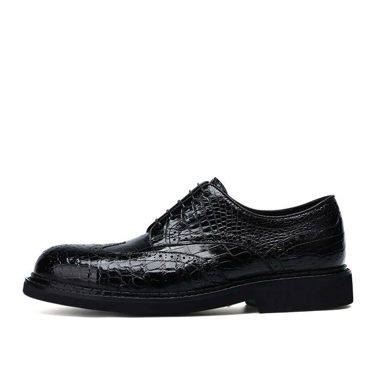 U7 Derby Shoes Crocodile Leather Dress Shoes Men's Black