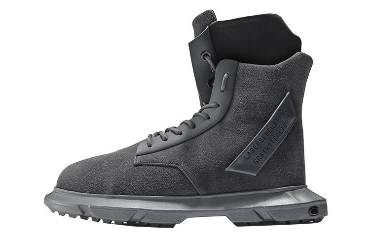 NORVINCY Cow Suede Short Combat Boots Unisex Dark Gray