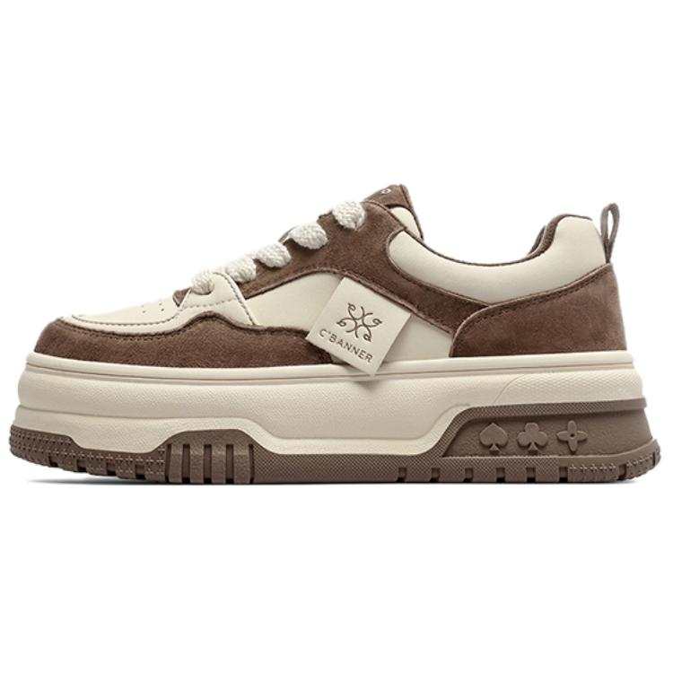 C°BANNER Low top Skateboard Shoes Women's Brown Fleece Lined