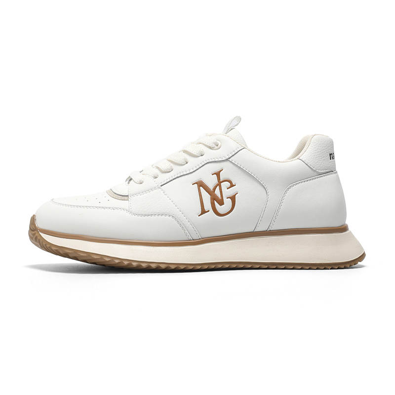 NAVIGARE Microfiber Leather Lightweight Low top Casual Shoes Men's White