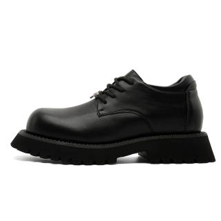 SHUPATE Round Tip Derby Microfiber Leather Fashion Trend, Large Head, Men's Casual Leather Shoes Men's