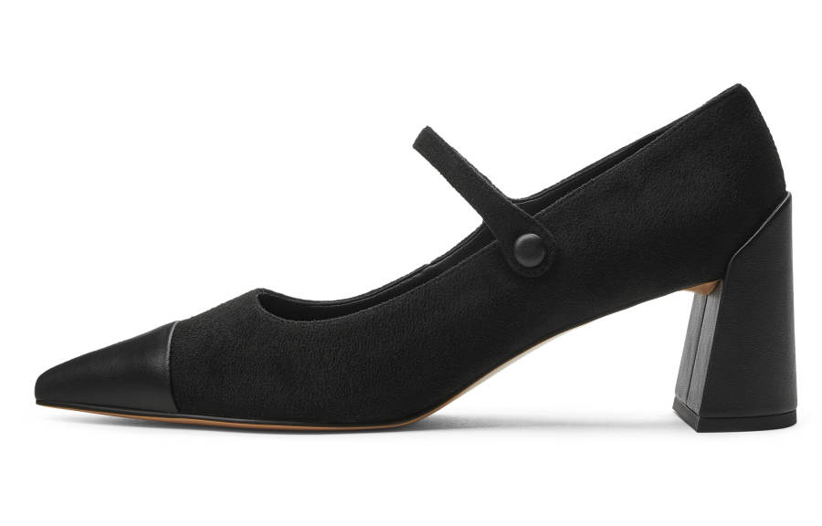 CHARLES&KEITH Small Ck Textile, Synthetic Leather Chunky Heel Mary Jane 6.3CM Women's