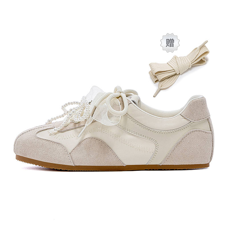 JOSINY German Army Trainers Women's Low Top Ecru