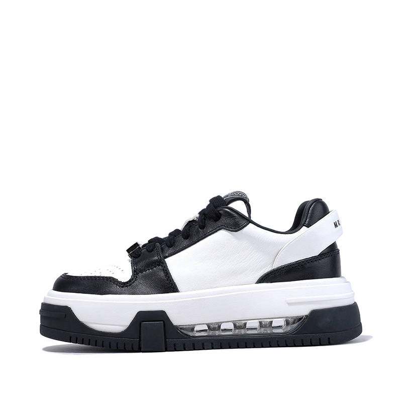 BELLALILY Cow Leather Low top Skateboard Shoes 5cm Women's Black