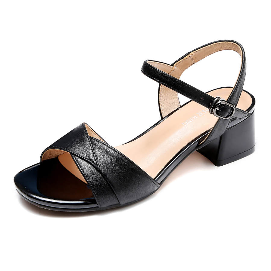 Spider King Spider King Cow Split Leather One Strap Sandals Women's Black