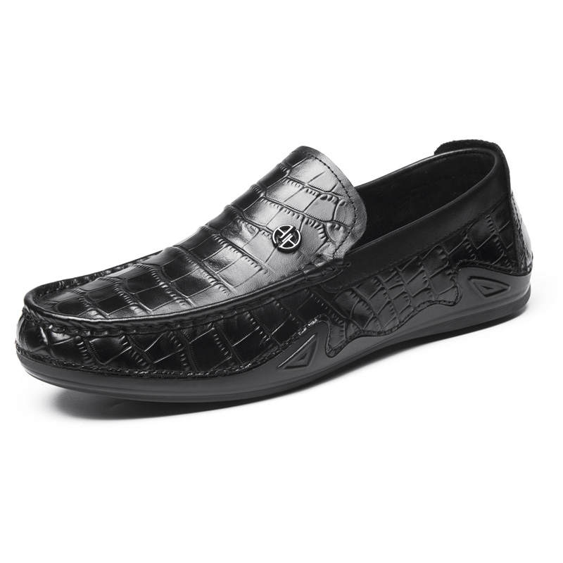 AOKANG Top Grain Cow Leather Casual Leather Shoes Men's Black