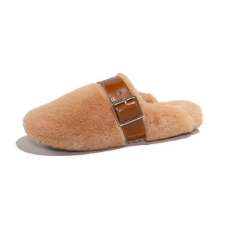 BESTFEEL Thermal Slip Resistant, Fleece Lined Soft Sole Closed Toe Slippers Women's Brown