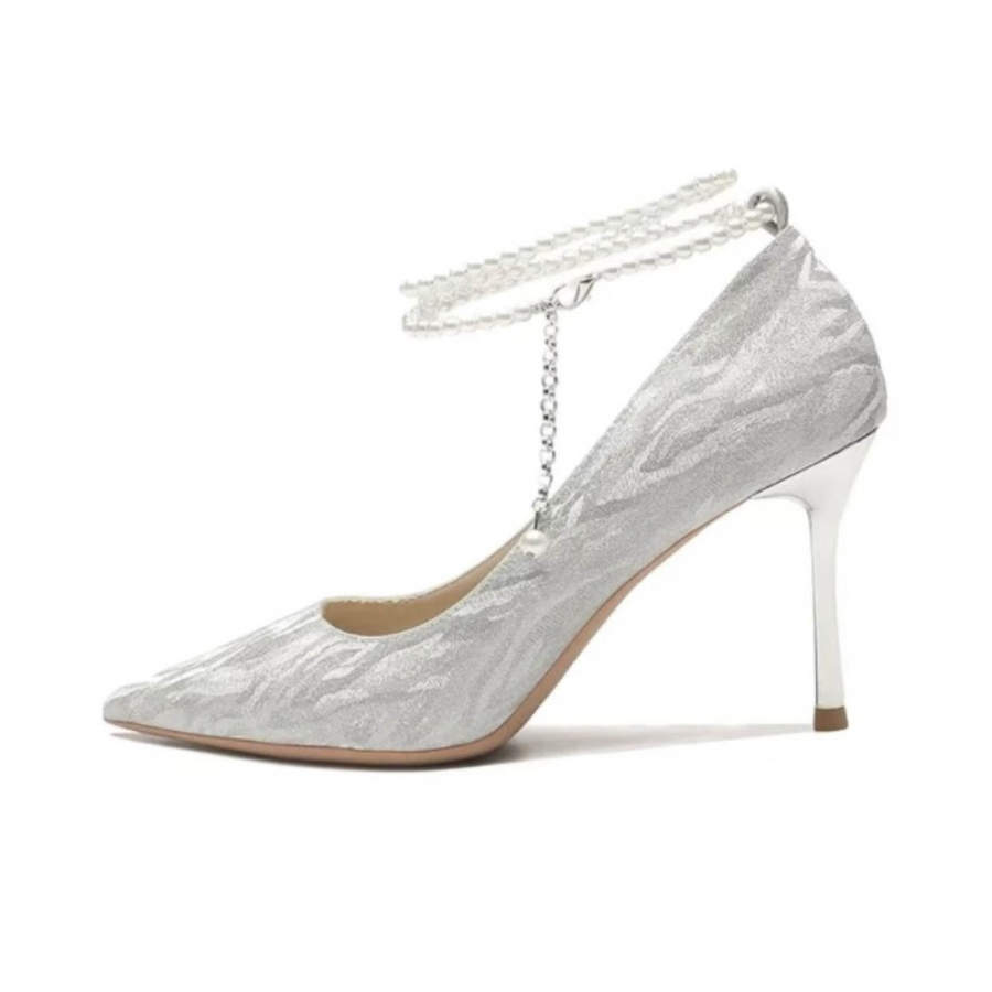 MXGM MXGM Slim Heel High Heels Women's Silver