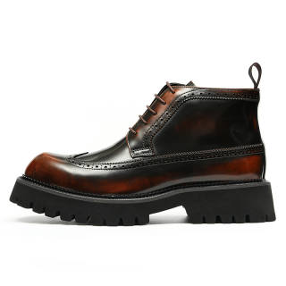 ASTON M.JAZZ Top Grain Cow Leather Short Combat Boots Men's