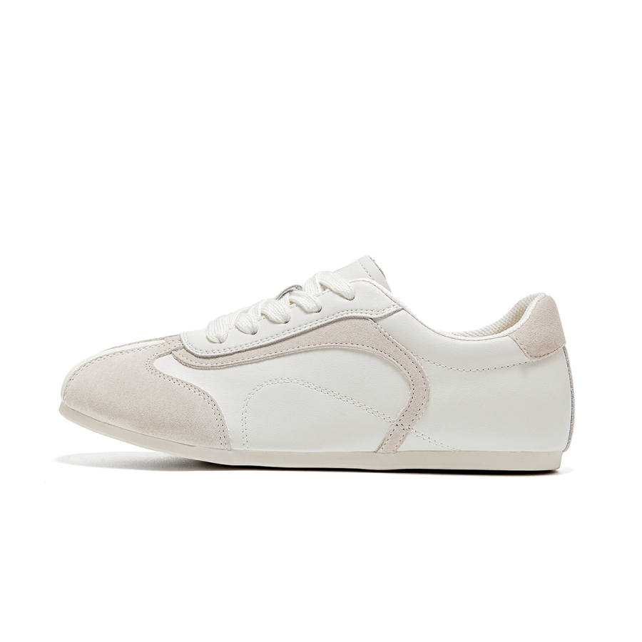 Spider King Cow Split Leather Low top Casual Shoes Women's Ecru