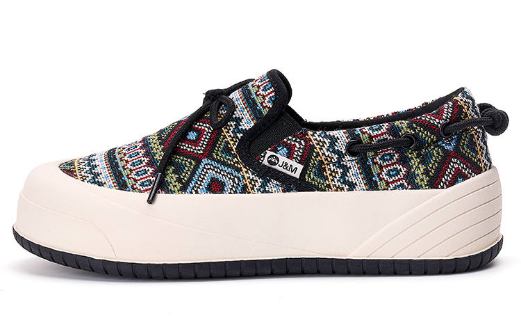 Joy&Mario Loafers Women's Low Top Black/Khaki/Red