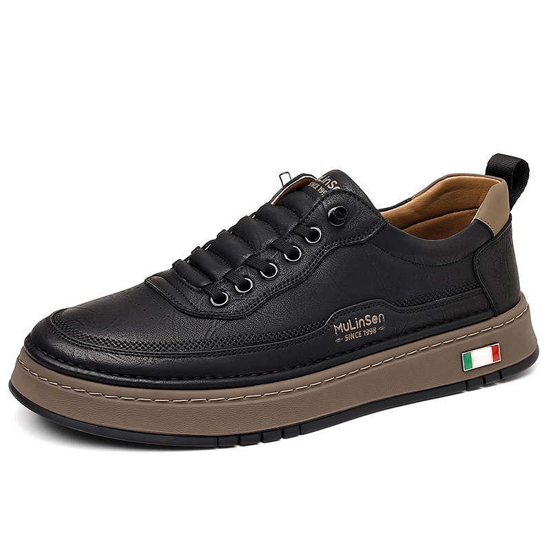 Mulinsen Cow Split Leather Slip Resistant Abrasion Resistant Low top Skateboard Shoes Men's