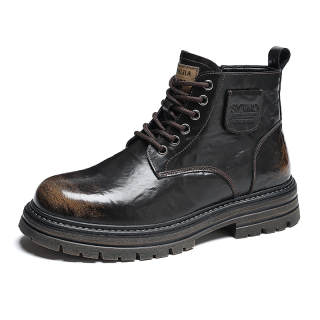 •QUNLANGSHIJIA Short Combat Boots Men's Bronze