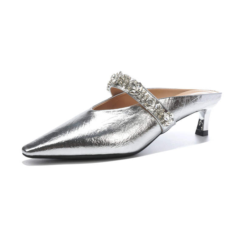 TATAYA Rubber Sole Abrasion Resistant Abrasion Resistant Closed Toe Slippers Women's Silver
