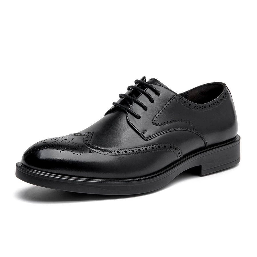 AOKANG Top Grain Cow Leather Casual Leather Shoes Men's Black