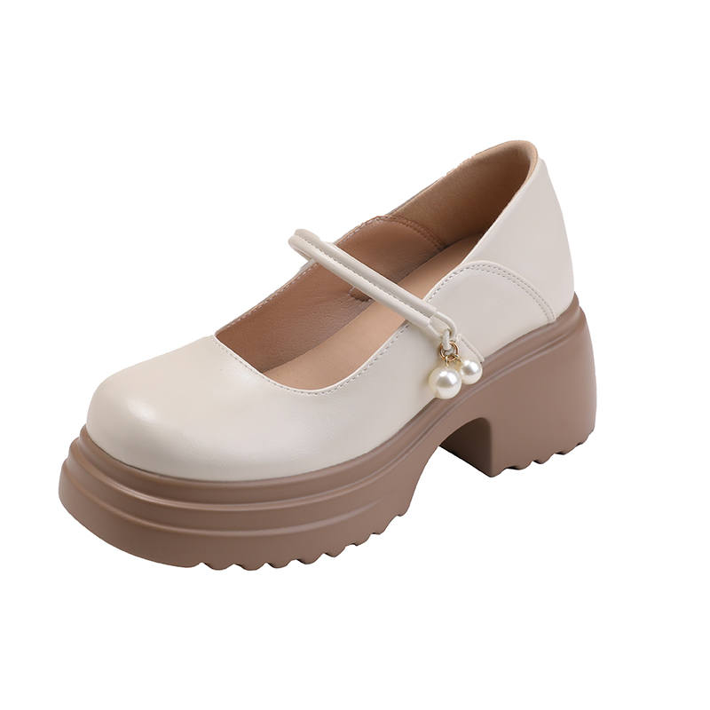 TATAYA Microfiber Leather Chunky Heel Mary Jane Shoes 9cm Women's