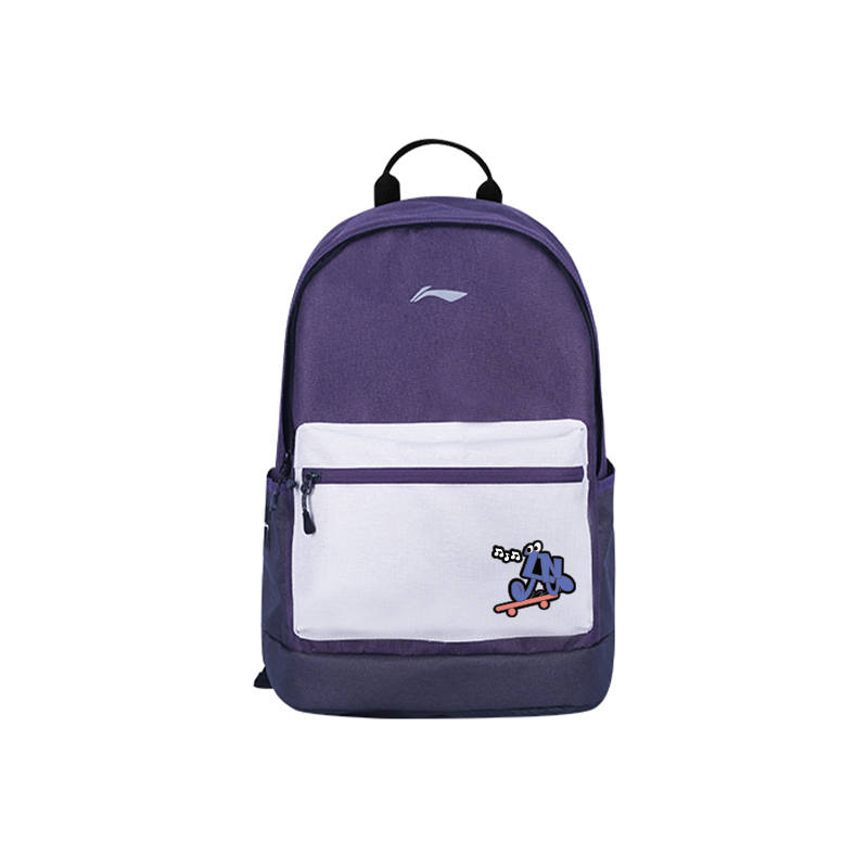 Li-Ning Li Ning Polyester Backpack Regular Unisex Purple Skateboard Musical Note