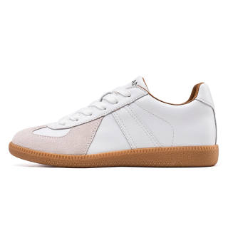 EBLAN Cow Split Leather Slip Resistant Low top Skateboard Shoes Women's Ecru