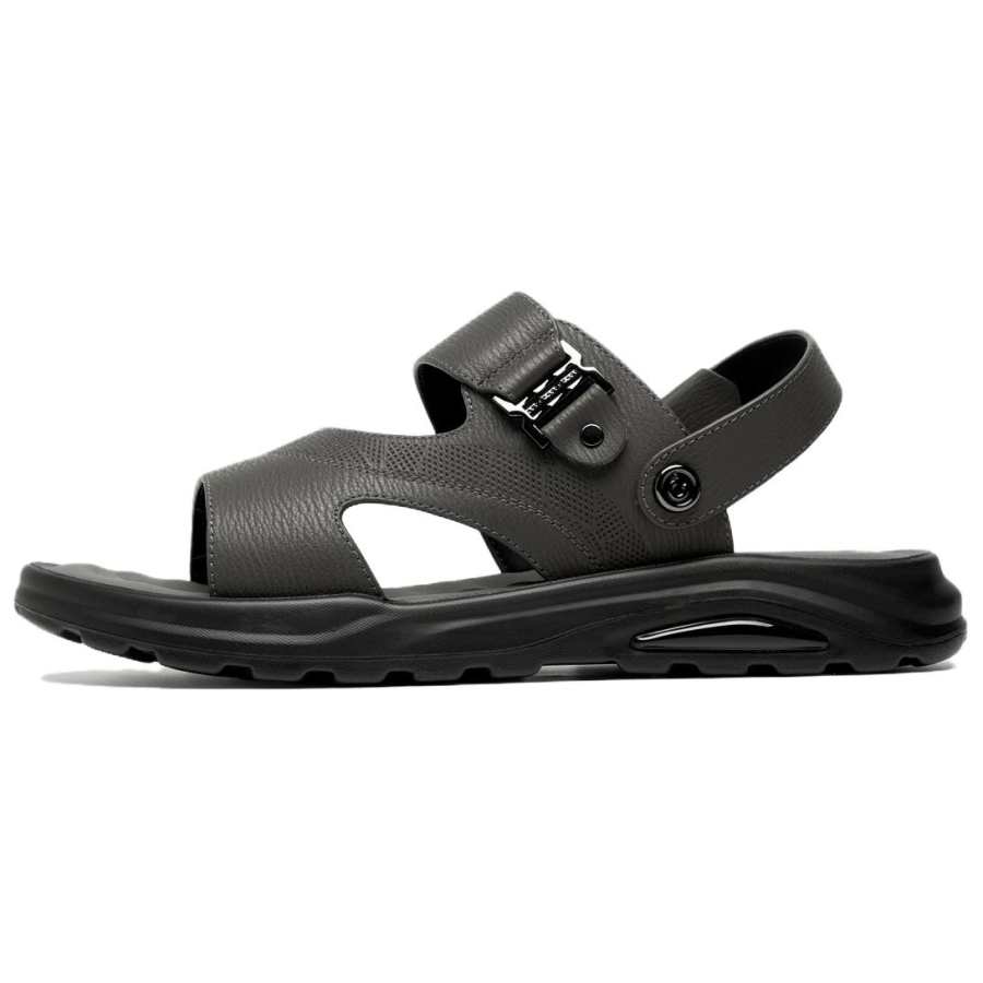 C°BANNER Top Grain Cow Leather Beach Sandals Men's Gray
