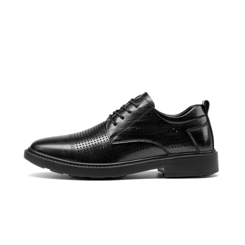 JOSINY Casual Leather Shoes Men's Low Top Black