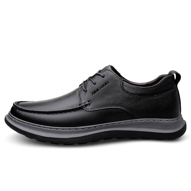 XIMO BULL Top Grain Cow Leather Men's Casual Shoes Men's Black