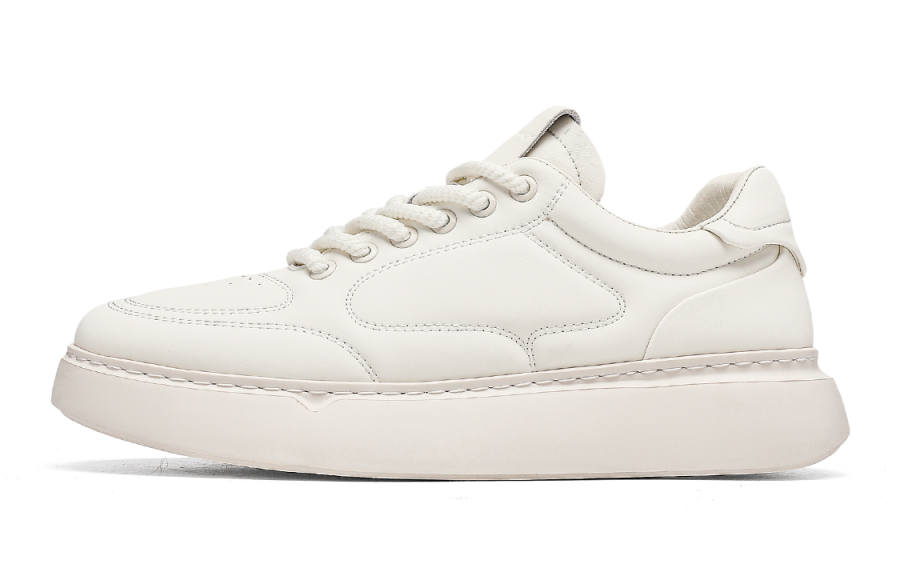 C°BANNER Leather Low top Skateboard Shoes Men's White