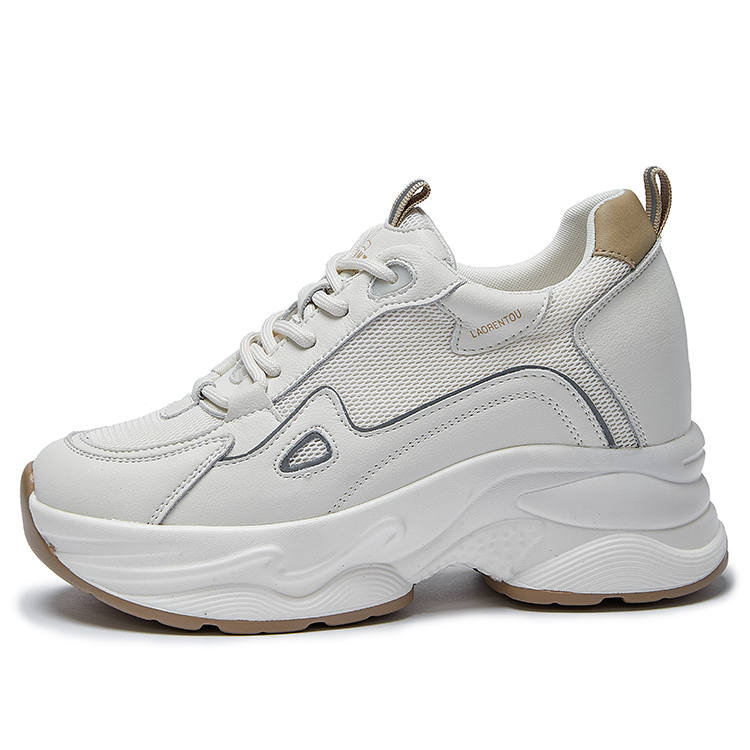 LAORENTOU Abrasion Resistant Low top Chunky Sneakers 5cm Women's Beige Apricot