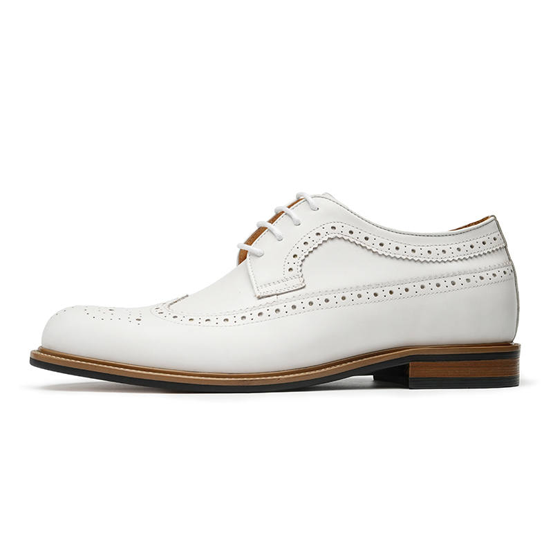 ASTON M.JAZZ Top Grain Cow Leather Dress Shoes Men's White