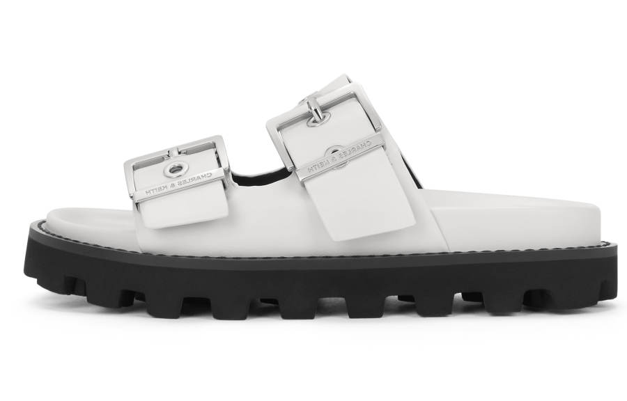 CHARLES&KEITH Slide Slippers Women's Black/White/Pink/Pink