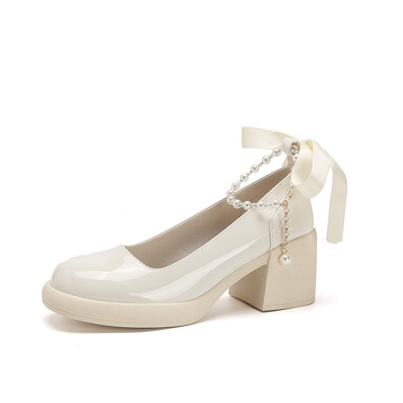 HKCP Patent Leather Chunky Heel High Heels 6.5cm Women's