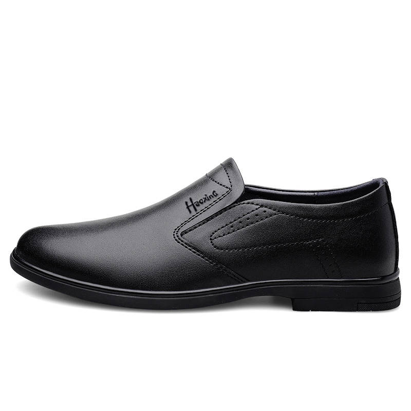 HAOXING Cow Split Leather Casual Shoes Men's Black