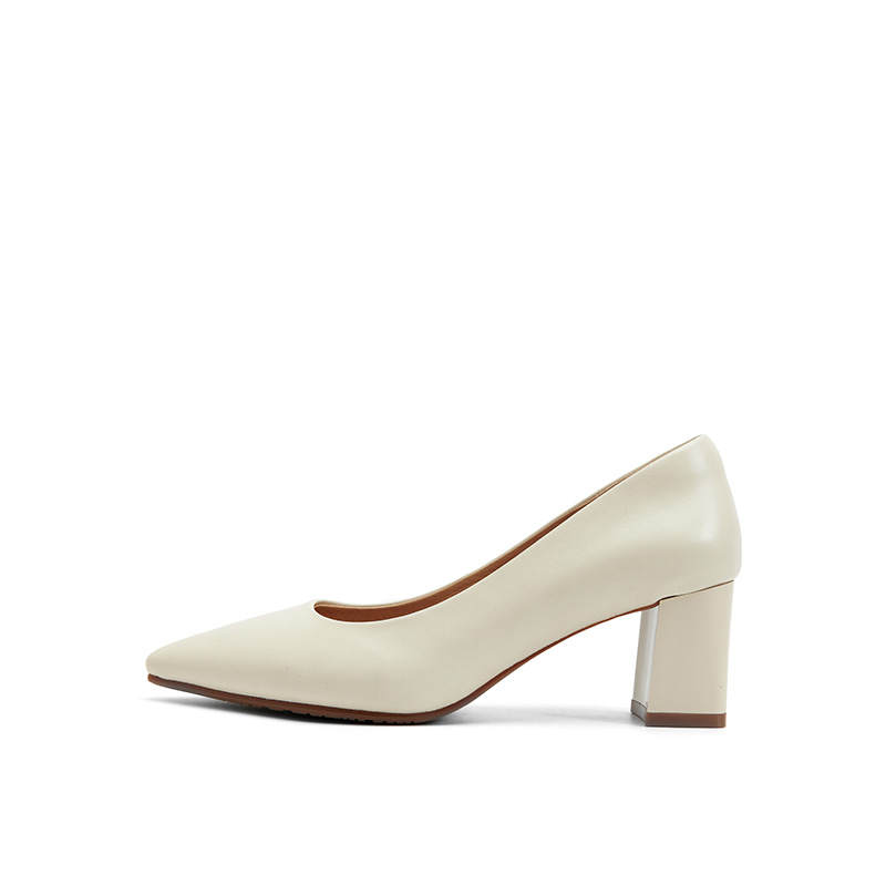PT'SON Sheepskin Chunky Heel High Heels 6CM Women's