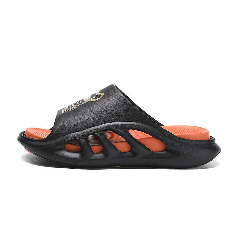 YINGLUNQISHI Slide Slippers Men's Black Orange