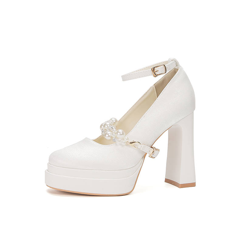 Bamiti Chunky Heel High Heels 11cm Women's White