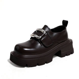 Ouumeis Cow Split Leather Loafers 7cm Women's